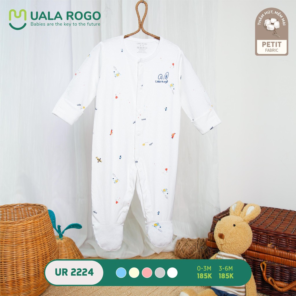 Bodysuit liền tay liền chân petit họa tiết giao thông sơ sinh bé trai bé gái uala rogo 2224