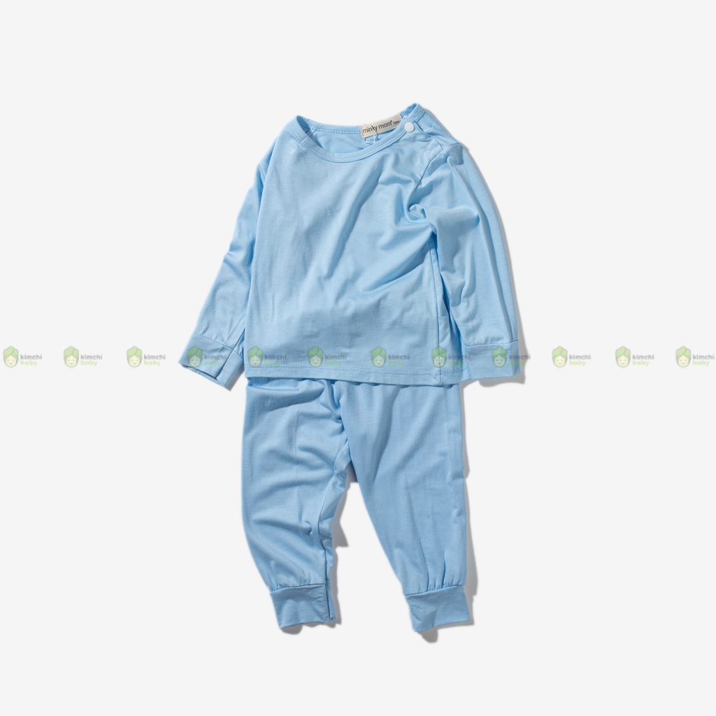 Đồ Bộ Bé Gái, Bé Trai Minky Mom Vải Thun Lạnh Cài Vai Basic Mềm Mịn, Bộ Dài Tay Cho Bé Mặc Nhà Thu Đông MKMTD2101