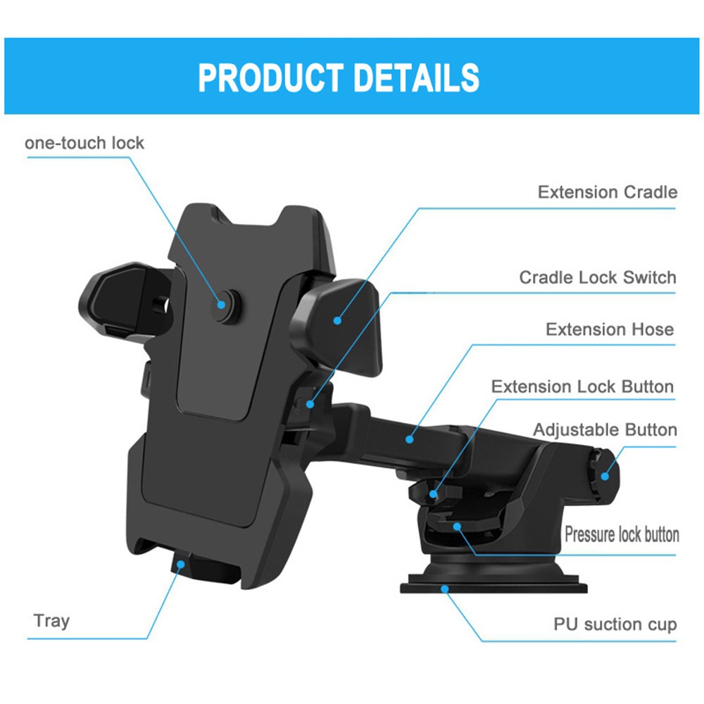 MYRON Hot Selling Car Phone Holder Suction Mount 360° Rotate Mobile Phone Stand Window GPS Stand Dashboard Windscreen Universal
