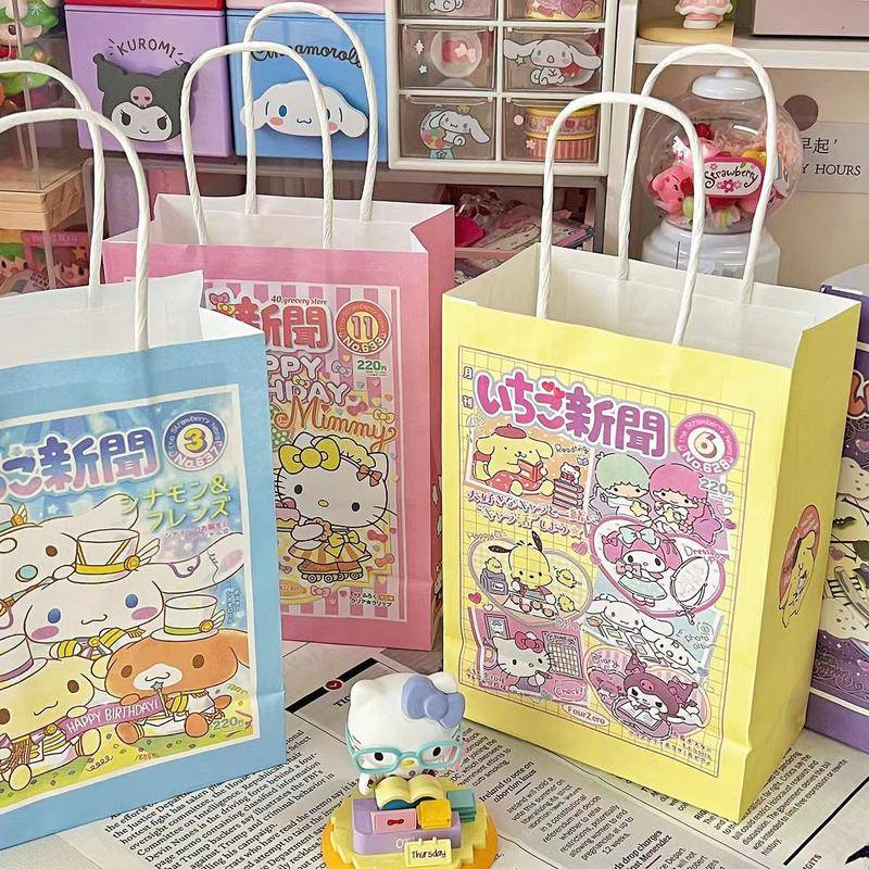 Túi Giấy Đựng Quà Có Tay Cầm Họa Tiết Sanrio Pochacco mymelody Kuromi Cinnamoroll Dễ Thương