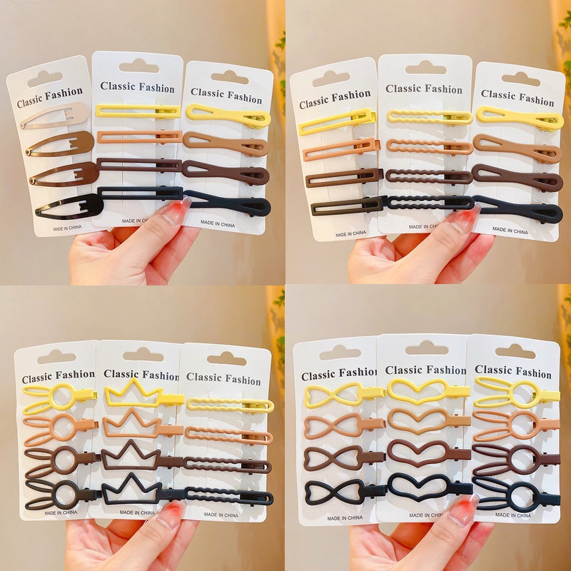 Set 4 Kẹp Tóc Nhiều Màu Sắc Dễ Thương Phong Cách Hàn Quốc Cho Bé Gái