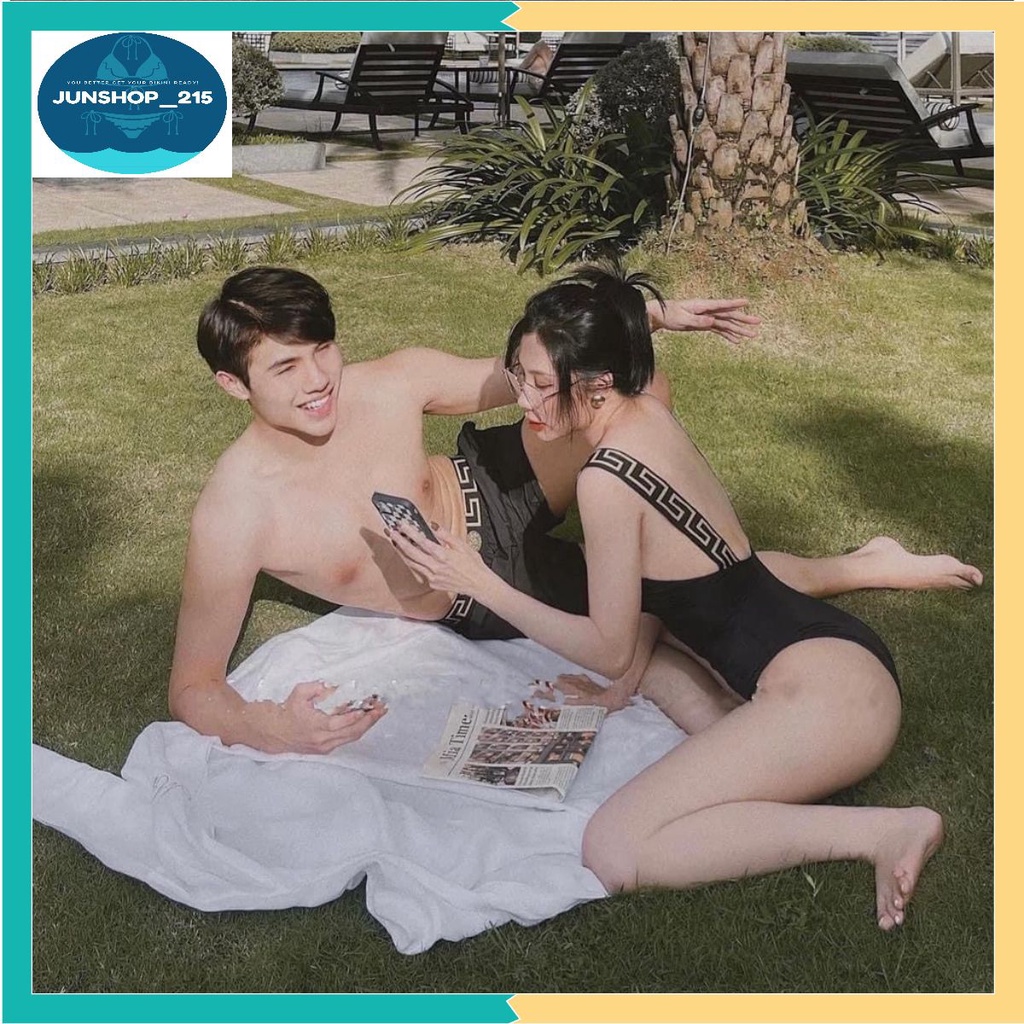 Set đôi nam nữ bikini versace liền thân mặc đi biển mặc đôi cực sang chảnh dành cho chị em, best seller nhà em đây ạ