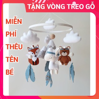 [MIỄN PHÍ THÊU TÊN BÉ] Đồ chơi treo nôi cũi cho bé kích thích thị giác ảnh thật, có nhạc tự xoay mẫu BỘ LẠC THÚ 2