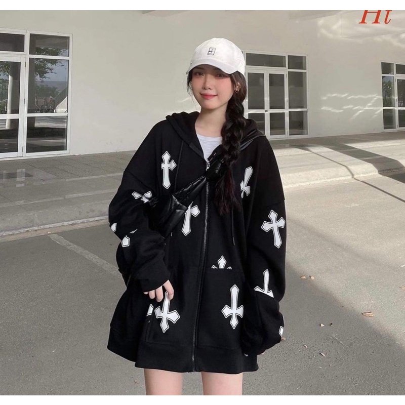 Áo khoác nỉ cotton chữ thập HT12