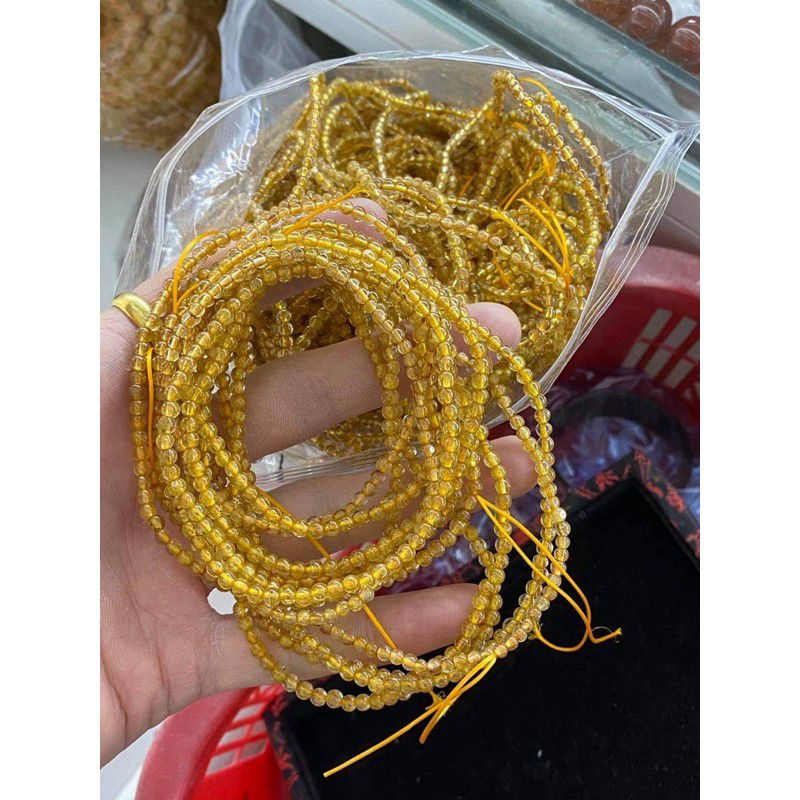 Chuỗi 3 vòng đá tóc vàng thanh tẩy đeo cổ đeo tay đều được