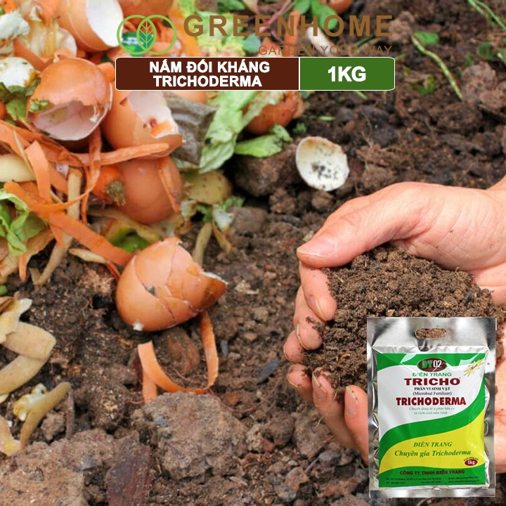 Phân vi sinh vật Trichoderma Greenhome, bao 1kg ủ phân, ủ rác, đậu tương, tưới gốc