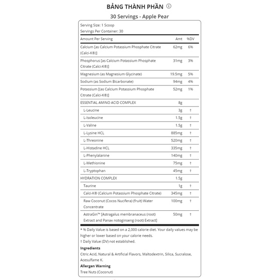 Nutrex EAA Hydration - Phục Hồi, Phát Triển Cơ Bắp, Bổ Sung Điện Giải Bù Nước
