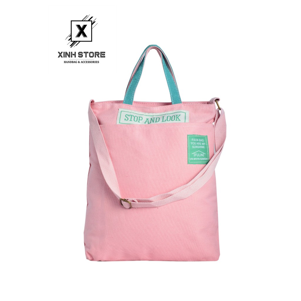 Túi Vải Tote Đeo Chéo Stop And Look XinhStore