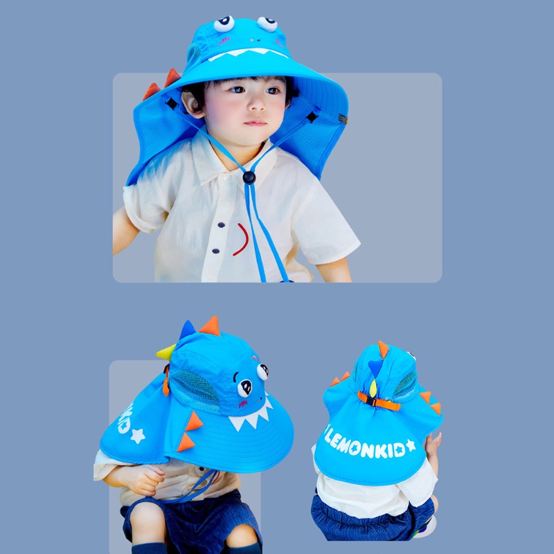 Nón Tai Bèo Chống Nắng Kèm Tấm Chắn Bảo Vệ Cổ Gấp Gọn In Hoạt Hình Dễ Thương Cho Bé