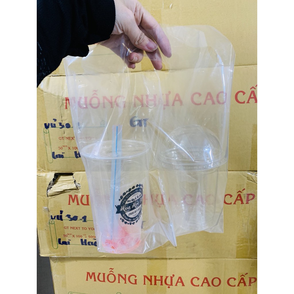 BỊCH NILONG CÓ QUAI XÁCH ĐỰNG 1LY VÀ BỊCH ĐỰNG 2 LY TRÀ SỮA [ 1KG ]