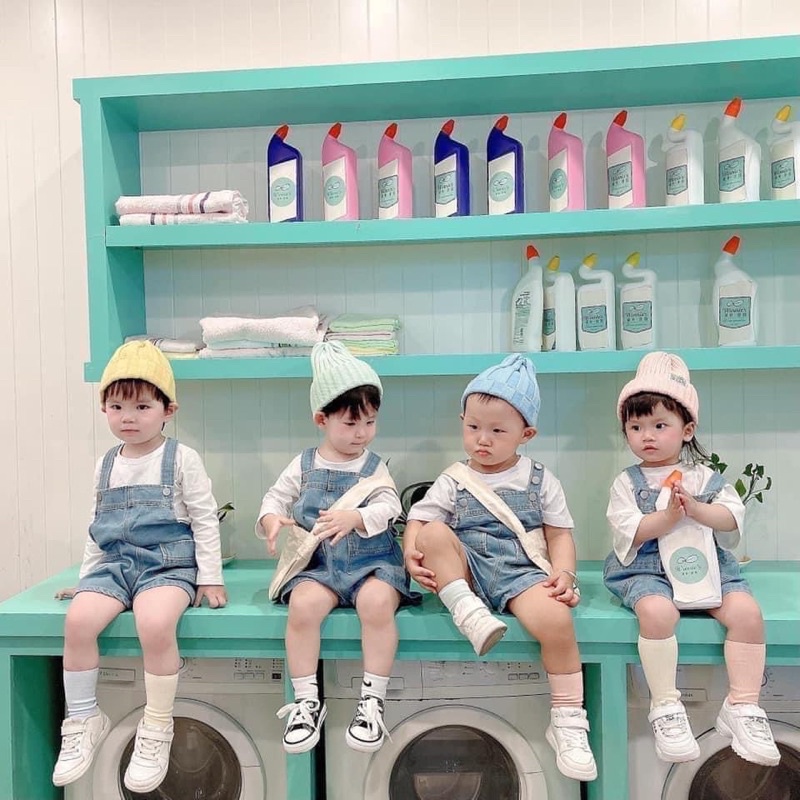 Quần Yếm jean cộc bé trai bé gái