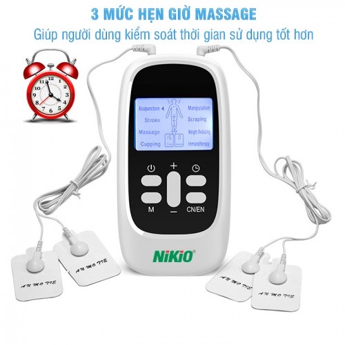 Máy massage xung điện 4 miếng dán Nikio NK-100 - Pin Sạc