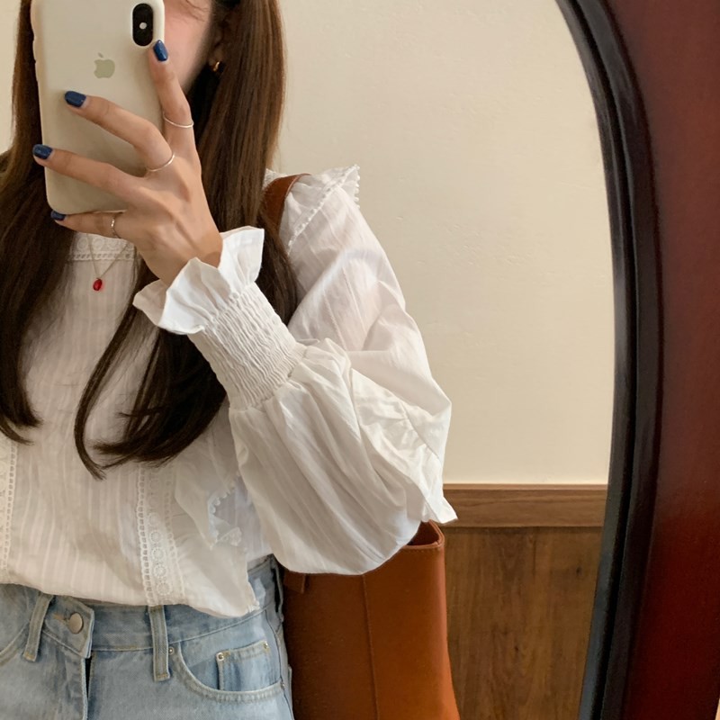 [FREESHIP] Áo babydoll buộc nơ sau phối ren Ulzzang (hàng QC) - Ảnh thật
