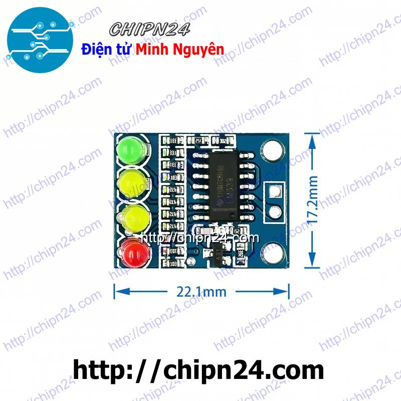 [1 pcs] Mạch báo dung lượng pin 12V 4 led 3mm