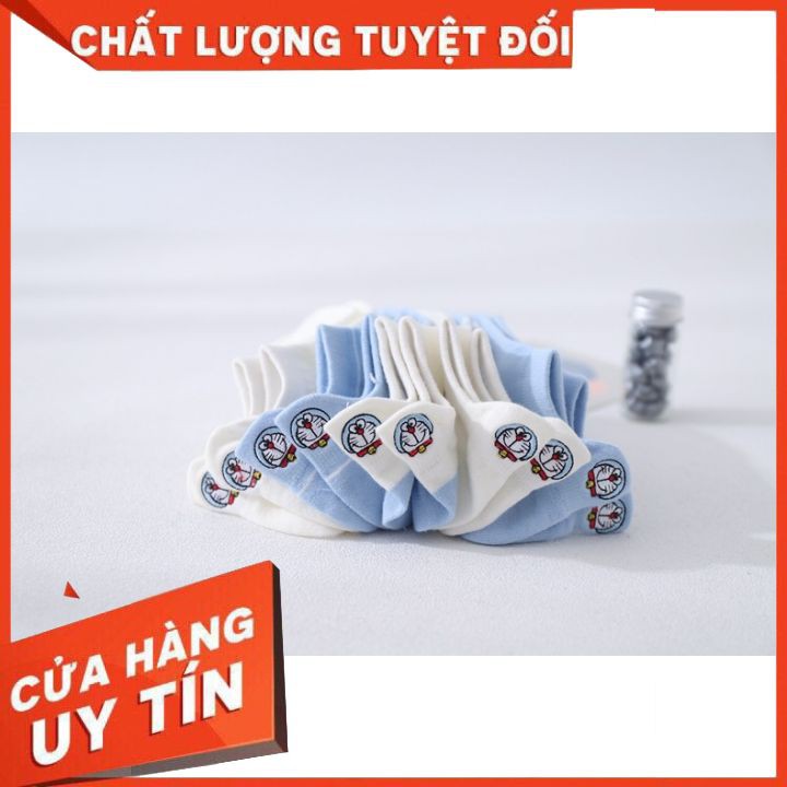 Tất nữ ngắn cổ doraemon ⚡Cao cấp, Giá rẻ⚡ Vớ nữ ngắn cổ thêu hình doraemon, cho các bạn yêu thích nhân vật doraemon