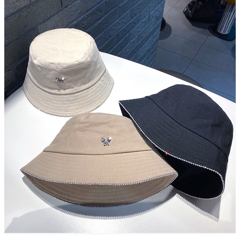 Nón Tai Bèo Chống Nắng Xuân Thu Đính Đá Rhinestone Phong Cách Hàn Quốc Dễ Phối Đồ Cho Nữ