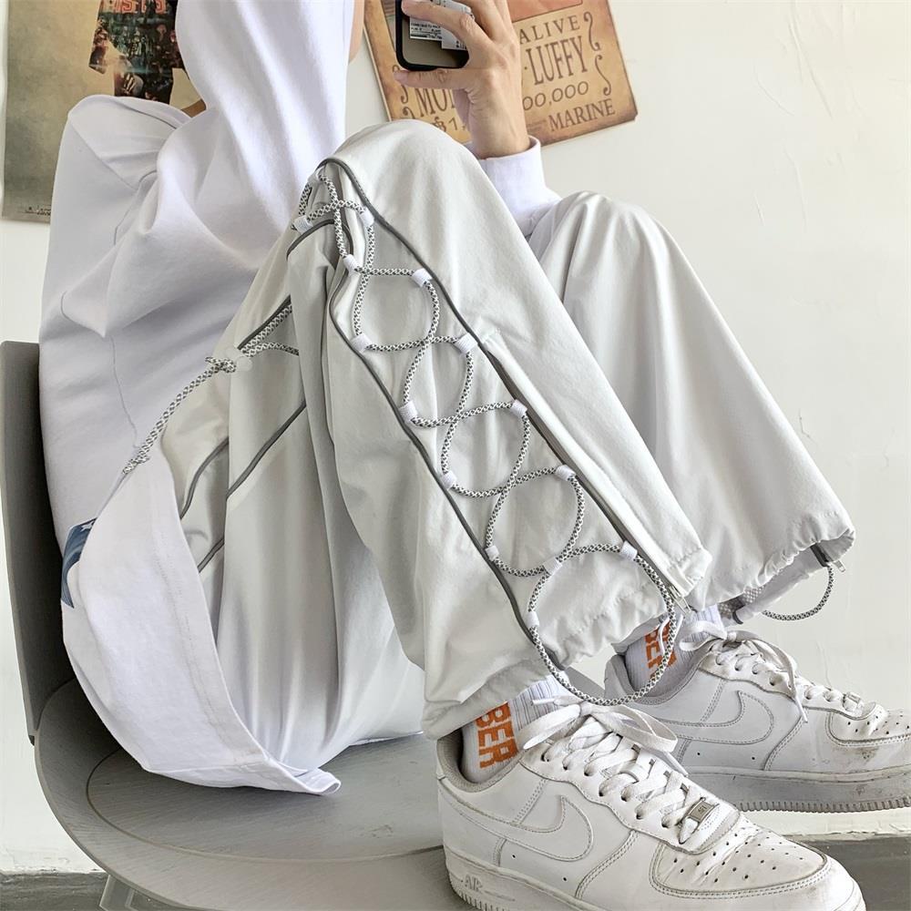 ❤New products❤Hong Kong style casual pants spring and summer 2021 new high street trend ins loose wild straight wide leg trousers for men and women