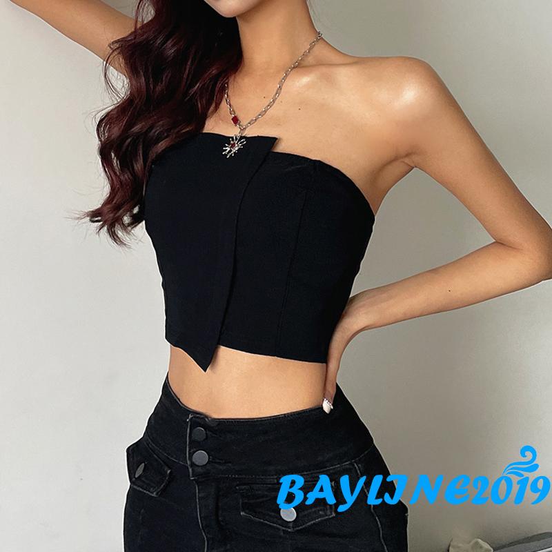 Áo Ống Dáng Ôm Không Dây Lệch Vai Màu Sắc Trơn Dành Cho Nữ