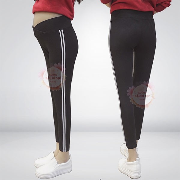 Quần bầu legging chéo sọc thể thao