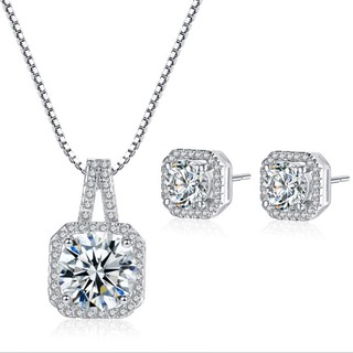🔥🔥SALE⚡️⚡️ Bộ trang sức dây chuyền bông tai nạm đá zricon quý tộc BHB76
