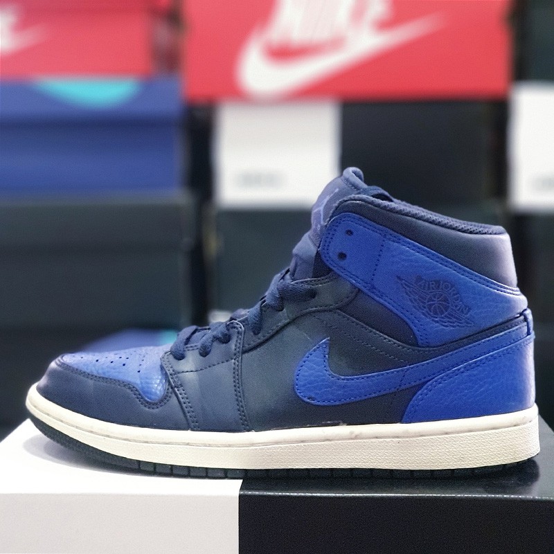 Giày Nike Jordan 1 Mid Obsidian Game Royal, nhiều size, real 2hand