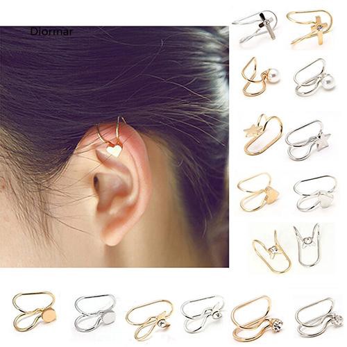 Khuyên kẹp vành tai đính đá hình trăng sao xinh xắn dành cho nữ