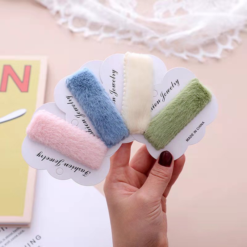 Kẹp Tóc Vải Lông Chồn Màu Sắc Ngọt Ngào Xinh Xắn
