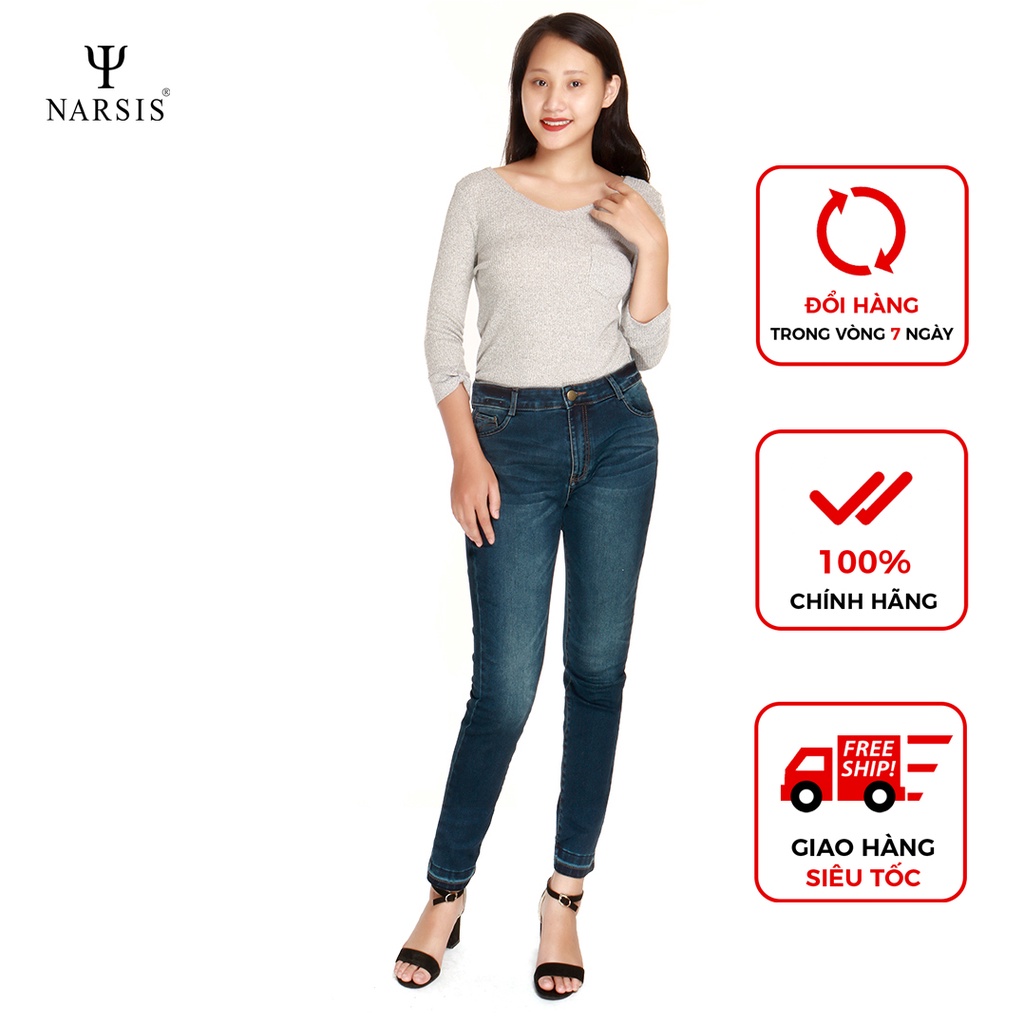 Quần bò nữ chun P7043 thương hiệu NARSIS màu xanh dương