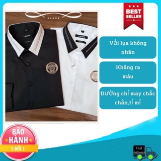 ÁO SƠMI NAM MẪU MỚI IN LOGO VERSE 2 MÀU TRắng ĐEN
