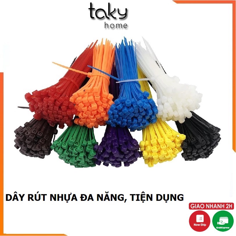 Set 100 Dây Thít, Lạt Nhựa, Dây Rút Nhiều Màu, Nhỏ Gọn, Tiện Lợi, Công Cụ Tiện Dụng Cho Gia Đình. Takyhome 5600