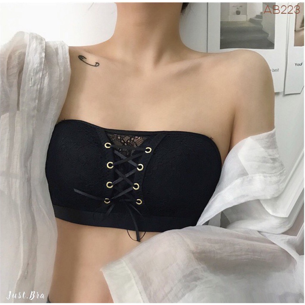 Áo lót nữ nâng ngực vải ren sexy đệm vừa thông hơi quả ngang dây rút | BigBuy360 - bigbuy360.vn