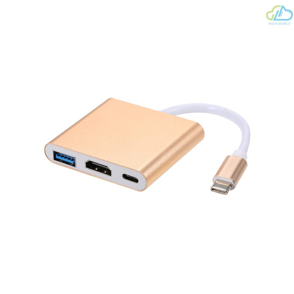 Cáp Chuyển Đổi Usb 3.1 Type-C Sang Usb 3.0 / Hd / Type-C Hub Usb-C 3 Trong 1 Cho Macbook Pro / Dell Xps 13