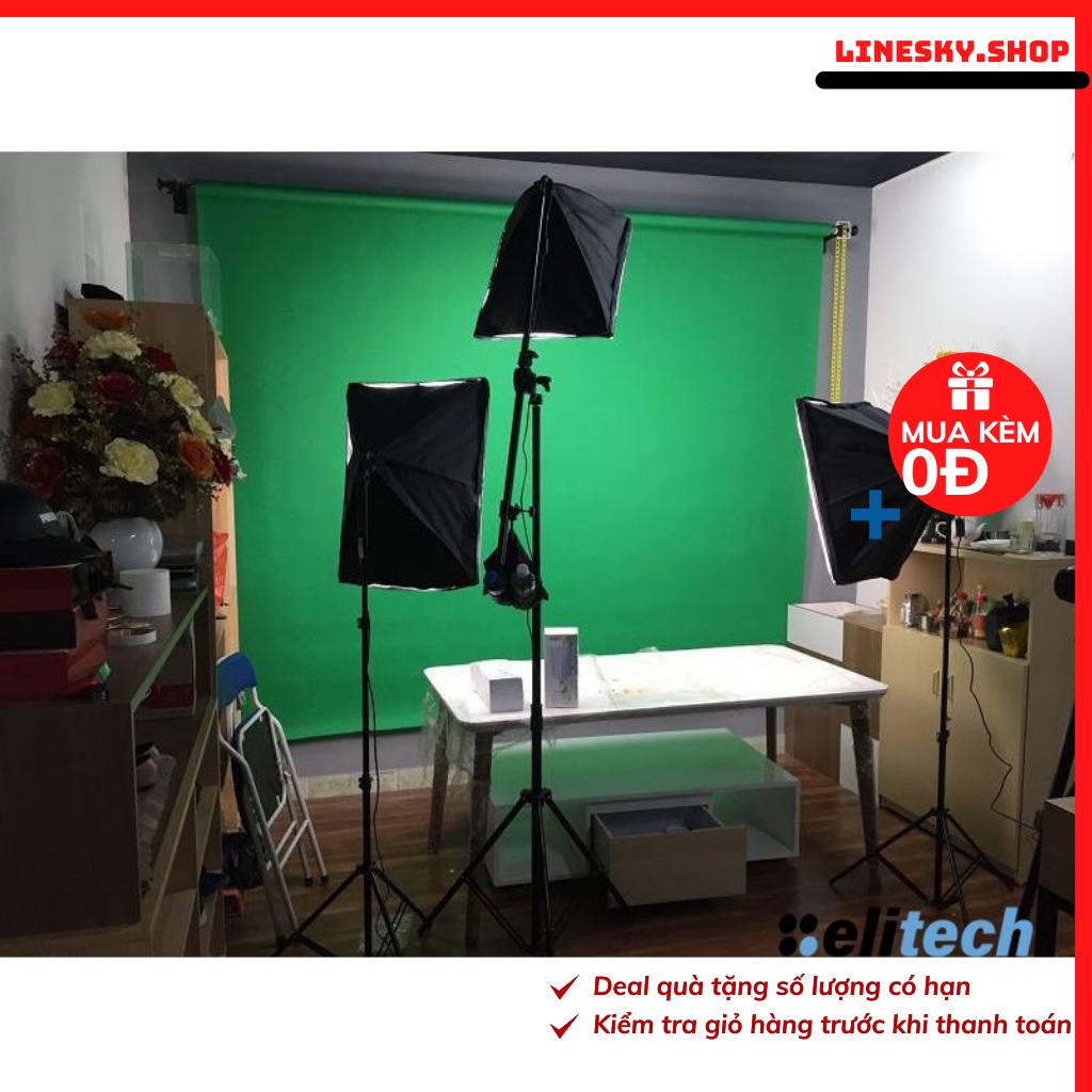 Đèn studio chụp ảnh sản phẩm, quay phim, livestream chuyên nghiệp, chân cao 2m softbox 50x70cm
