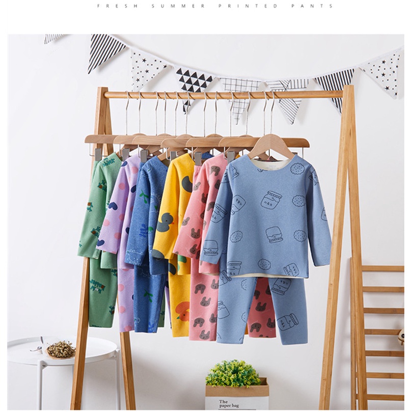 Bộ Đồ Ngủ Không Đường May 100-160cm Giữ Ấm Mùa Thu Đông Cho Bé