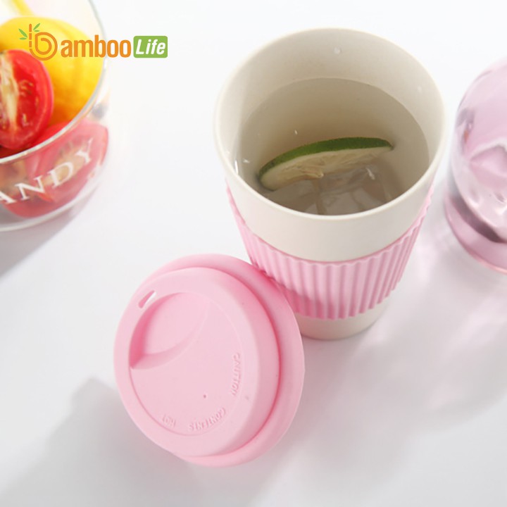 Cốc uống nước sợi tre Bamboo Life BL018 430ml chống trơn trượt, chống vỡ dễ thương, tiện dụng