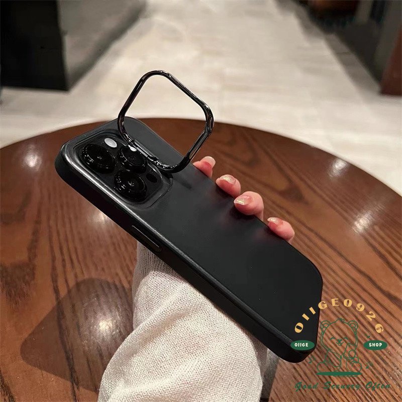 Ốp Điện Thoại Acrylic Mặt Nhám Kèm Khung Đỡ Kiểu Camera Cho Iphone14 13 12 11ProMax / 14 Plus