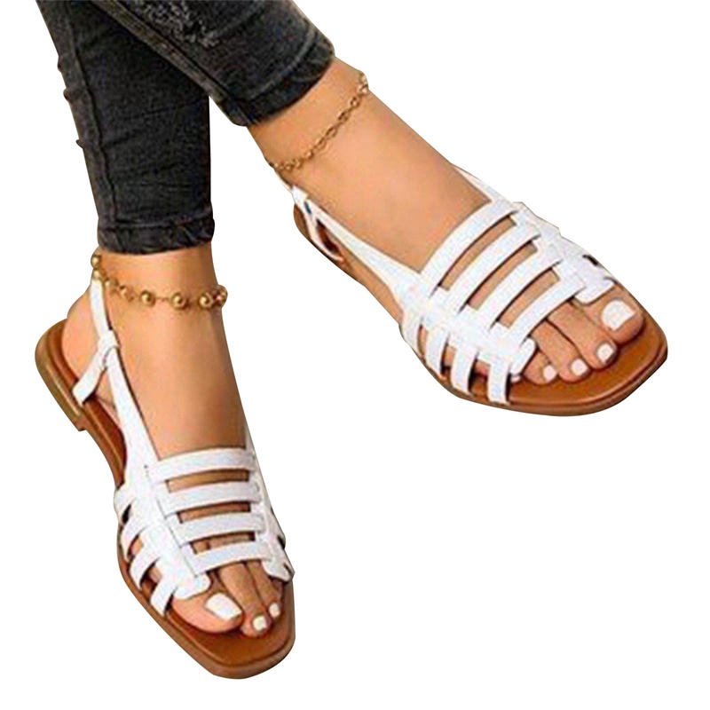 [procoolVN]Women Flat Sandals Flat Shoes Round Toe Slipper Adjustable Buckle Strap Sandals