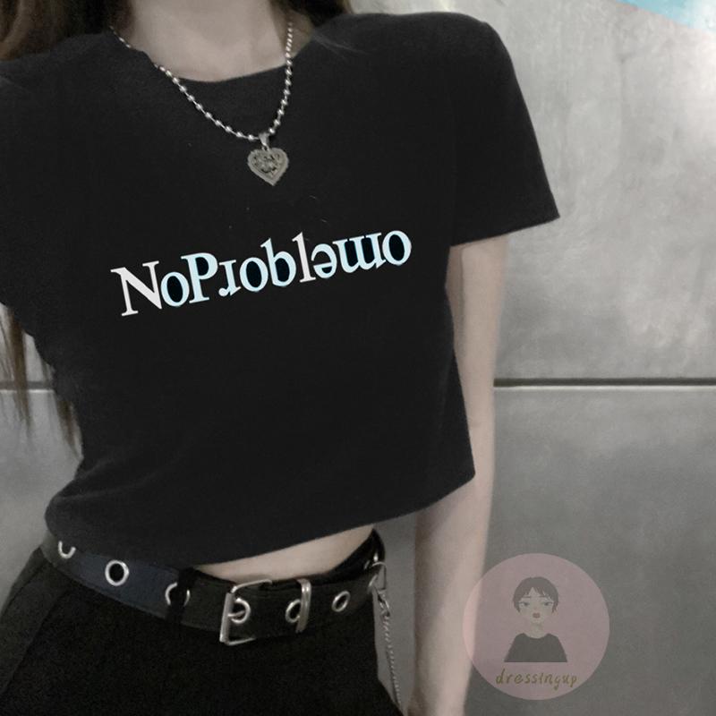 Áo Croptop Ngắn Tay Cổ Tròn Thời Trang Mùa Hè Cho Nữ