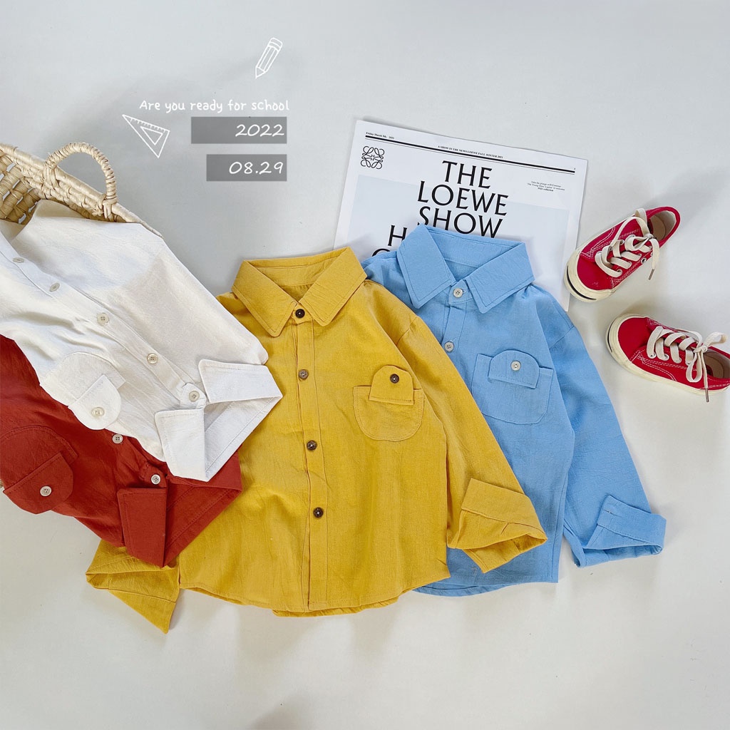 Áo Sơ Mi Dài Tay Cho Bé Trai chất Thô Đũi Cao Cấp Cho Bé Từ 10-27kg - LILA KIDS