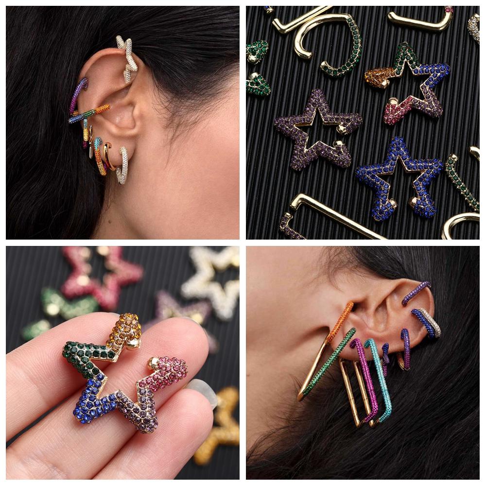 Khuyên Tai Hình Trái Tim Ngôi Sao Không Xỏ Lỗ Thời Trang