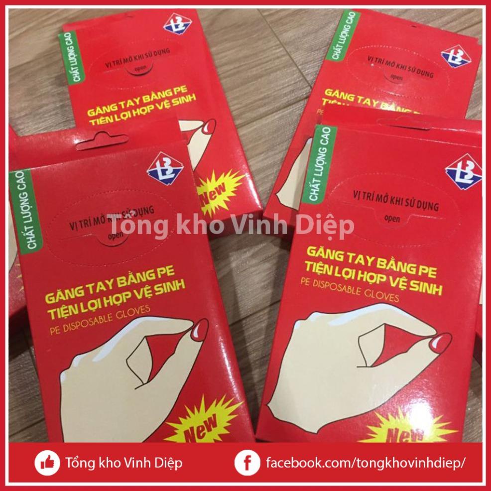 Găng tay nilon tiện lợi hợp vệ sinh, găng tay nilon tự hủy sinh học - Hộp 100 chiếc/túi 100g