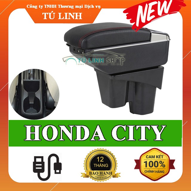 Hộp tỳ tay xe HONDA CITY cao cấp tích hợp cổng sạc USB - Bảo hành 12 tháng