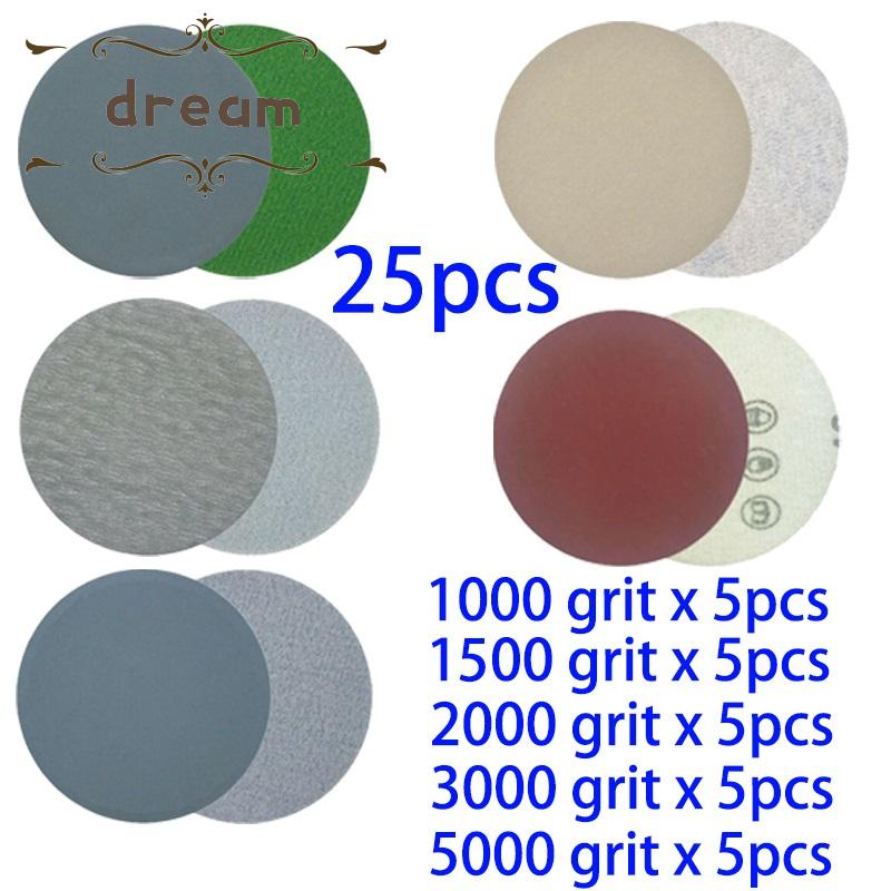 【DREAMLIFE】25pcs Wet And Dry Sanding Disc Sandpaper Abrasive For Fine Detail 75mm 3inch