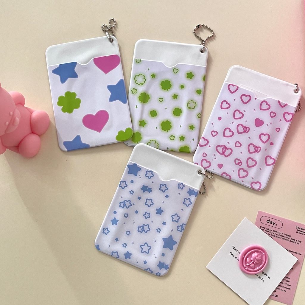 Móc Khóa Dây Bi Card Holder Đựng Thẻ Ảnh Heart Flutter