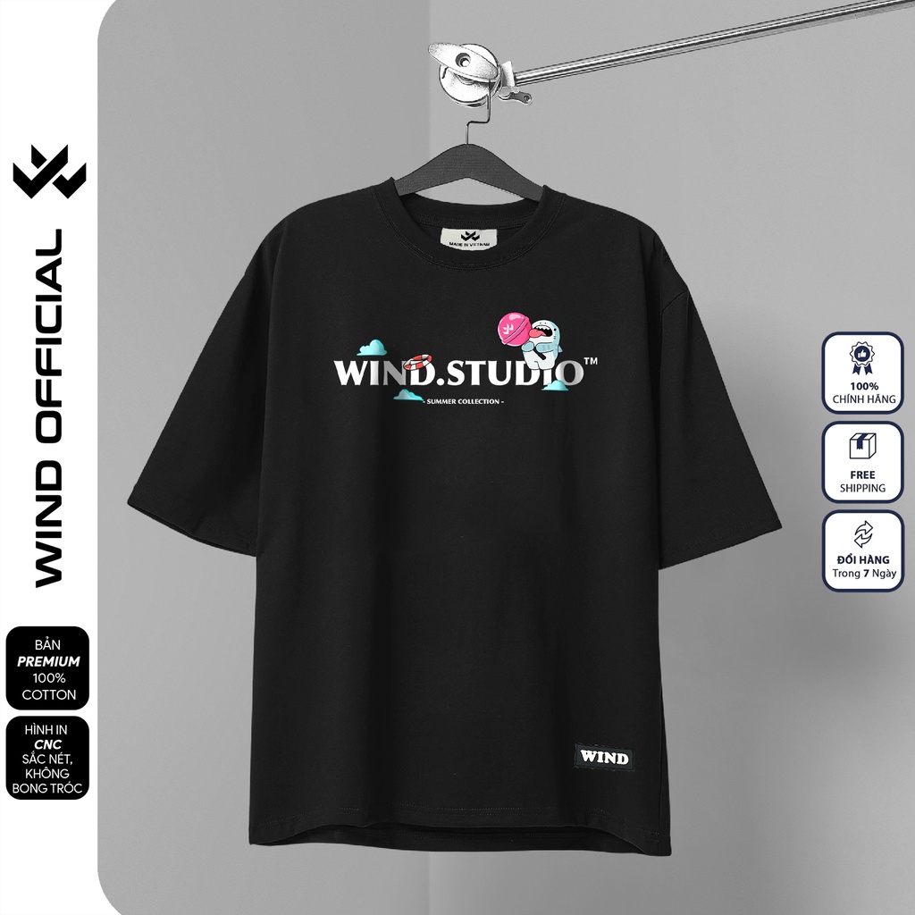 Áo thun tay lỡ form rộng WIND phông unisex 65% Shark nam nữ oversize ulzzang