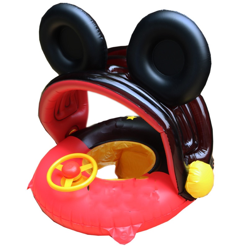 Phao bơi có mái che nắng in họa tiết mickey hoạt hình dễ thương cho bé