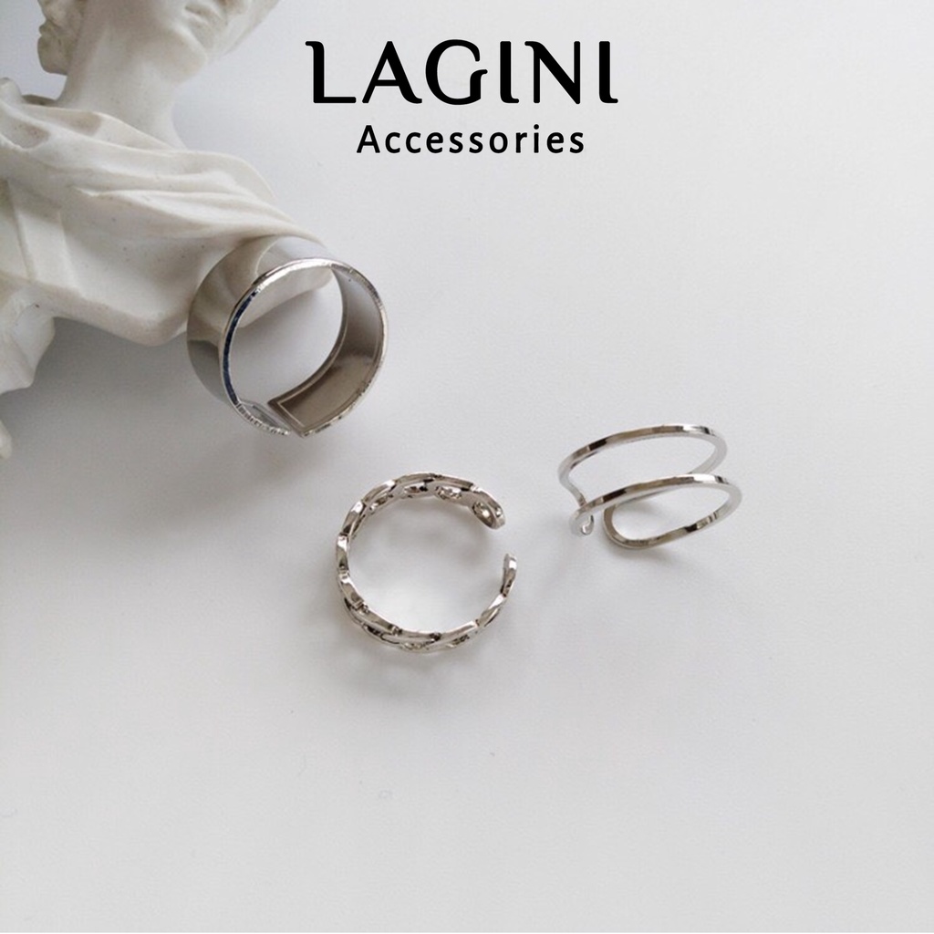 Set bộ 3 nhẫn Lagini phong cách Unisex cá tính N8