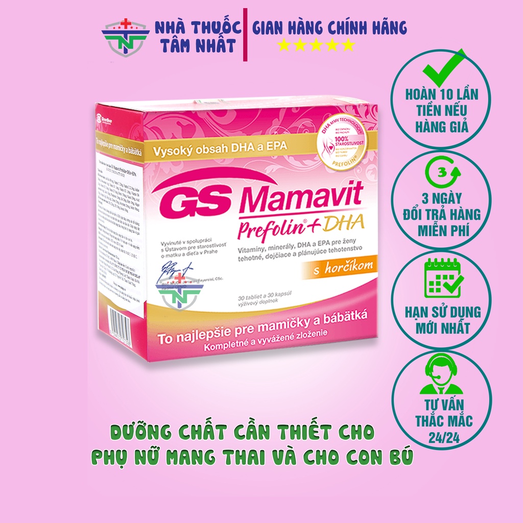 Bộ sản phẩm GS Mamavit Prefolin + DHA + EPA bổ sung dưỡng chất cần thiết cho phụ nữ mang thai và cho con bú