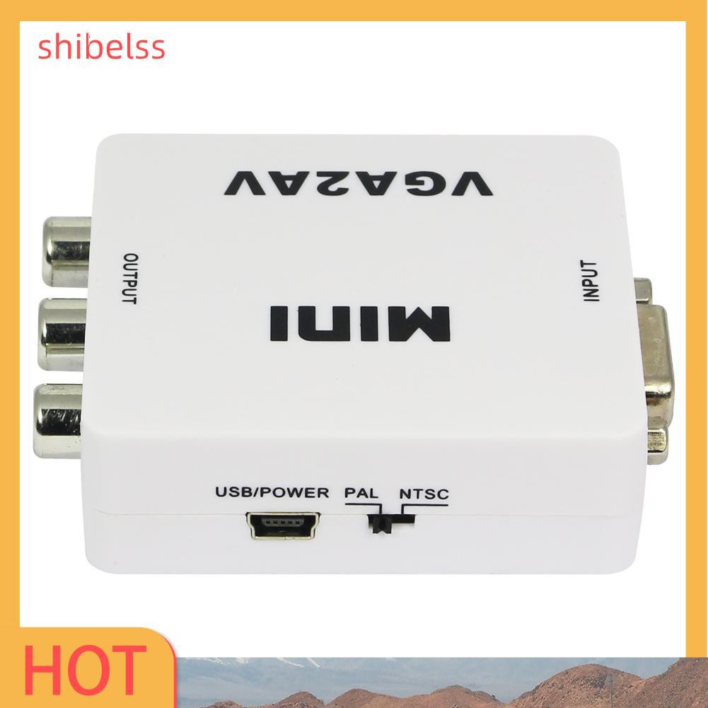 Shibelss Premium Computer VGA to AV TV Composite RCA S-Video Scan Converter 1080P