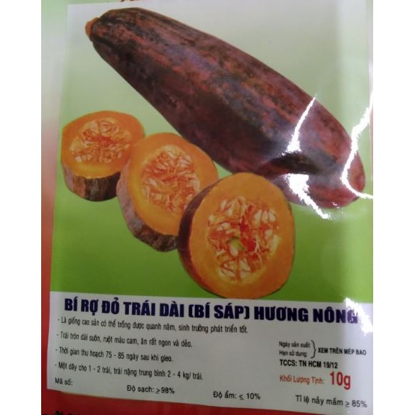 Hạt giống bí đỏ trái dài, bí rợ, bí sáp - gói 10 gram